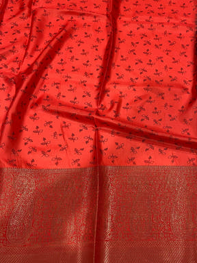 Black Satin Pichwai Print Saree