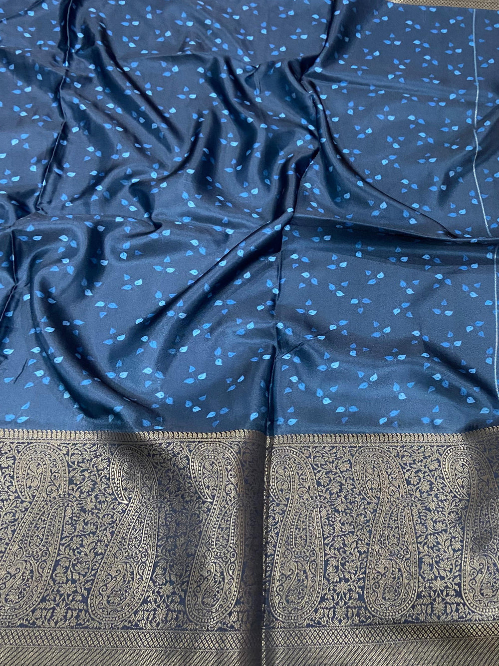 Yellow Satin Pichwai Print Saree