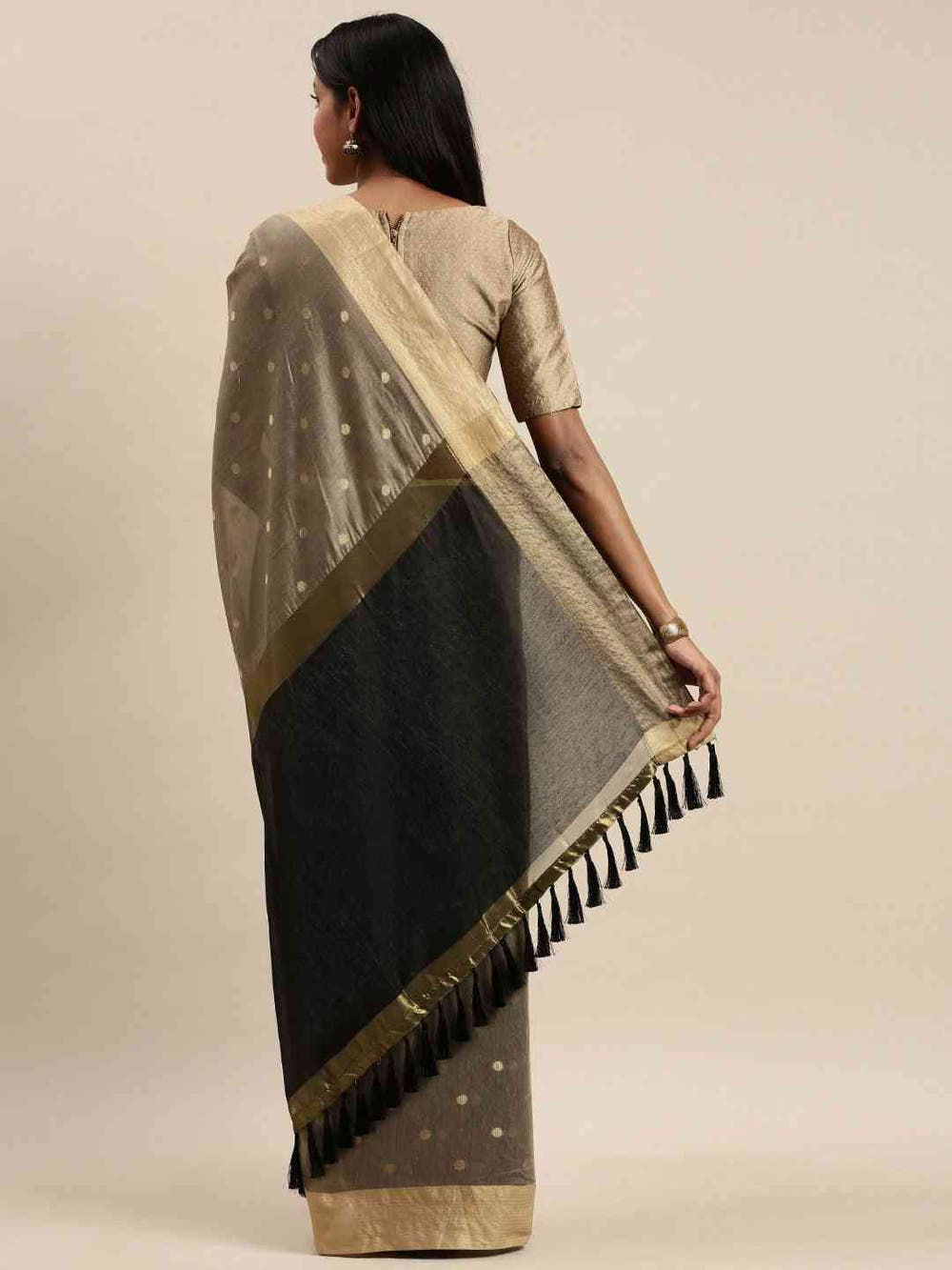 Grey Colour Banarasi Silk Saree with WovenDesign & Zari Work