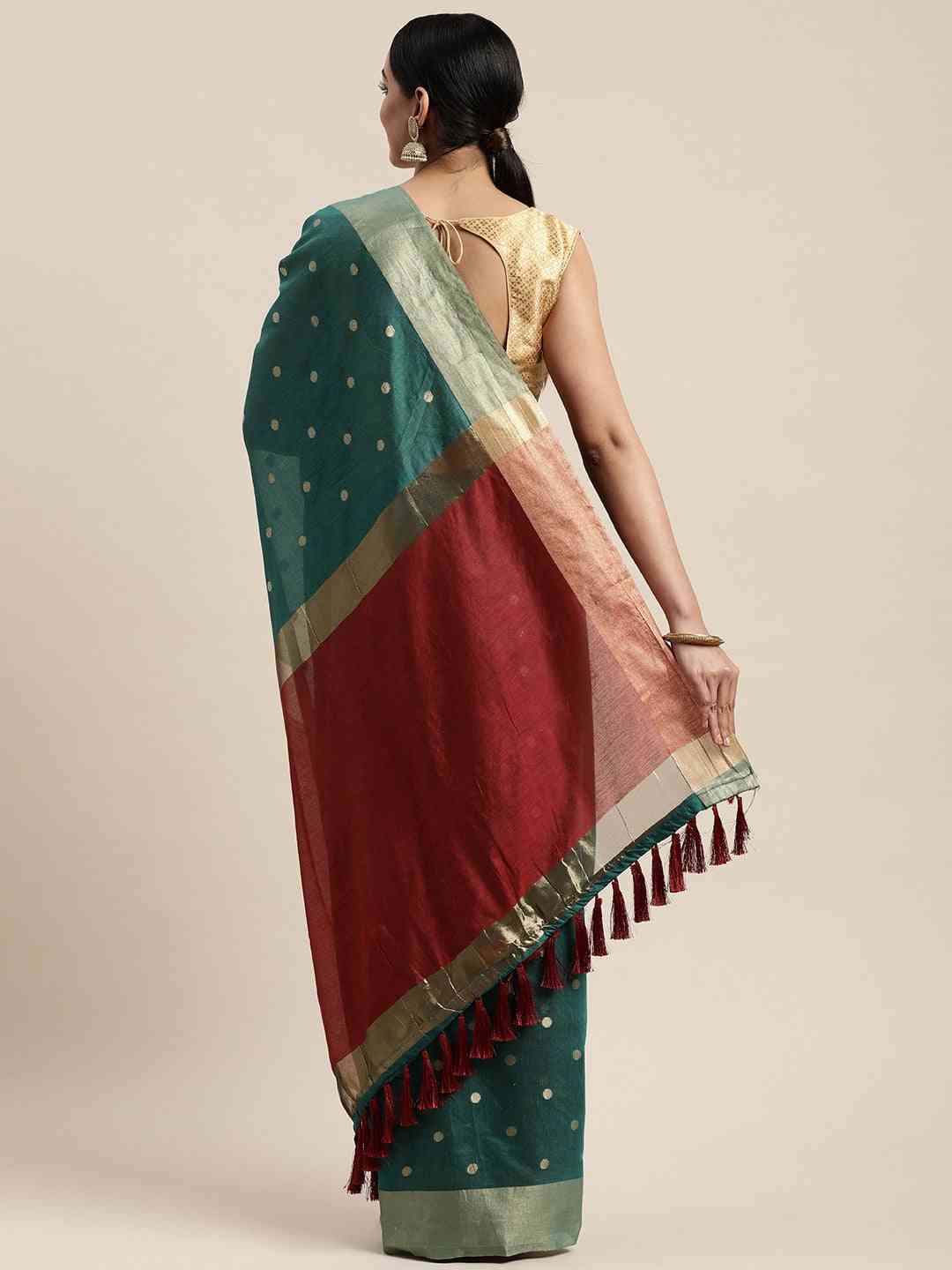 Beautiful Banarasi Silk Saree With Woven Design & Zari Work