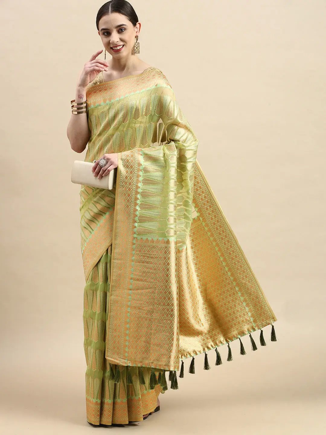 Pure Organza Banarasi Zari Motif Designer Saree 