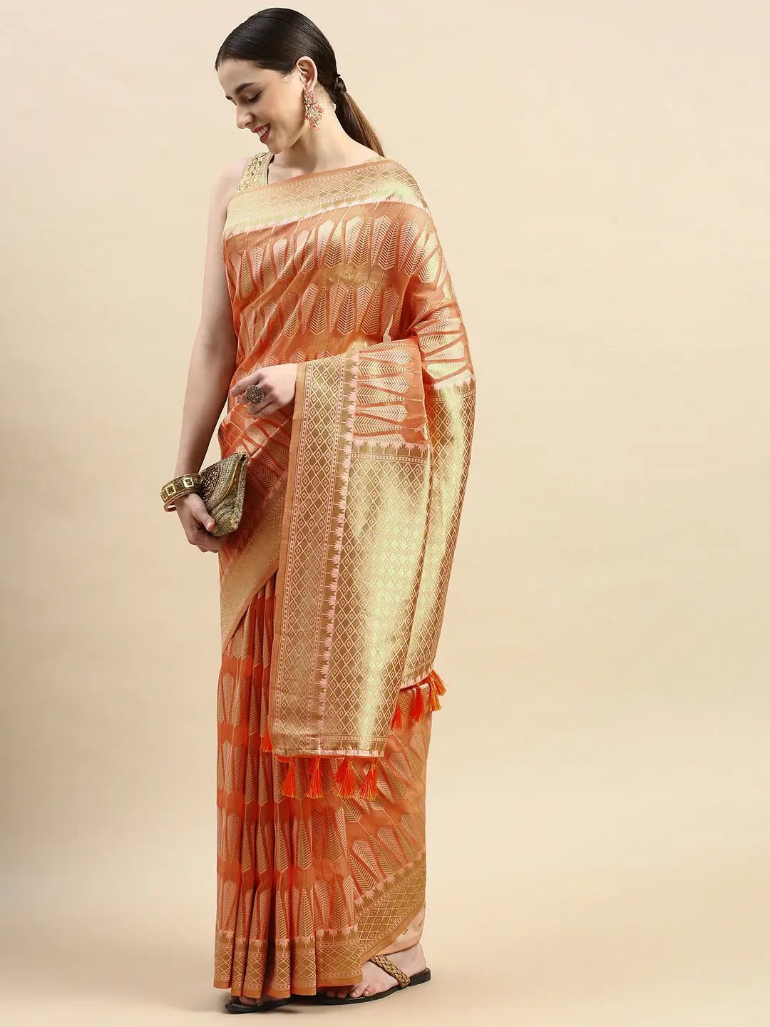 Pure Organza Banarasi Zari Motif Designer Saree 