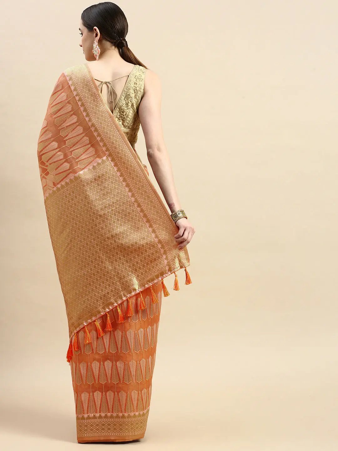  Pure Organza Banarasi Zari Motif Designer Saree 