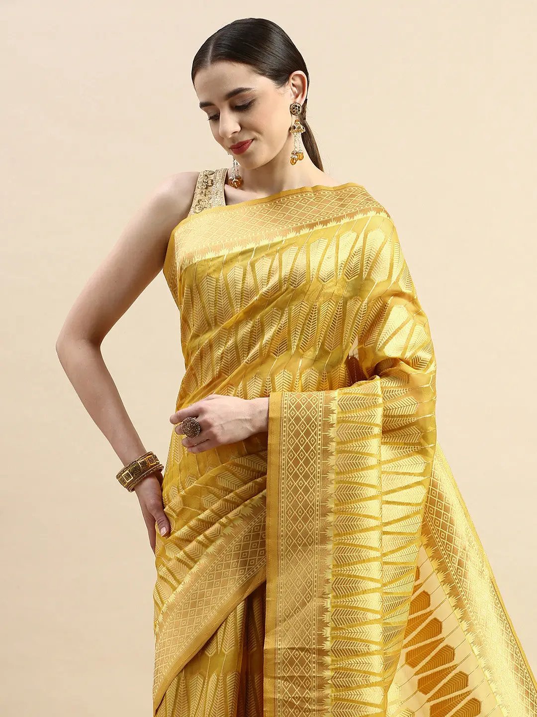  Pure Organza Banarasi Zari Motif Designer Saree 