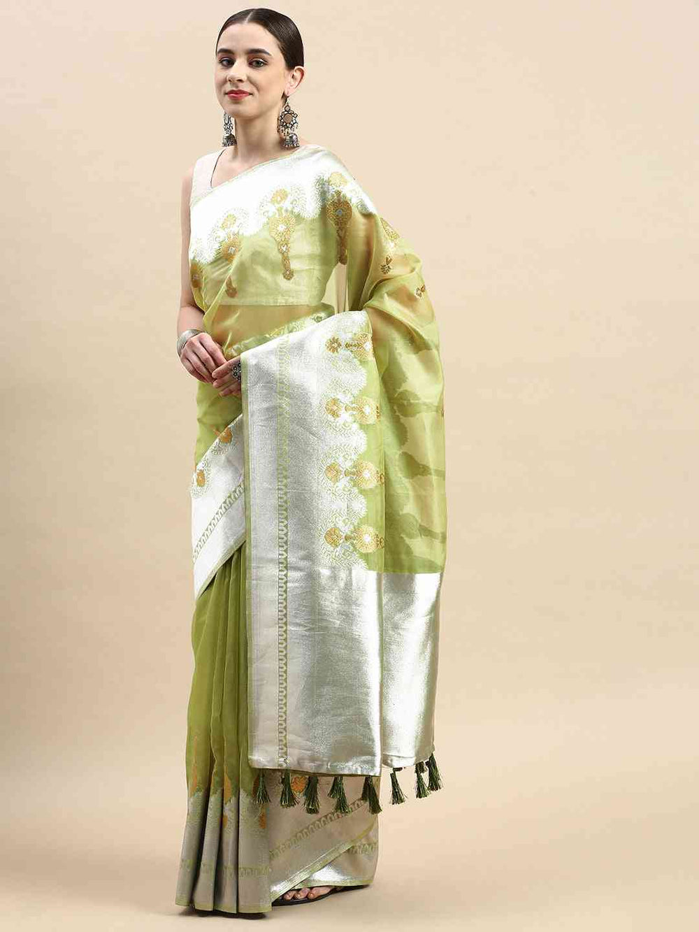  Pure Organza Banarasi Zari Motif Designer Saree 
