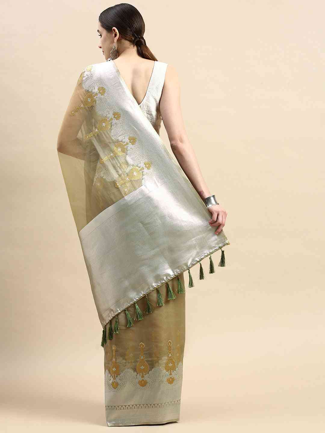  Pure Organza Banarasi Zari Motif Designer Saree 