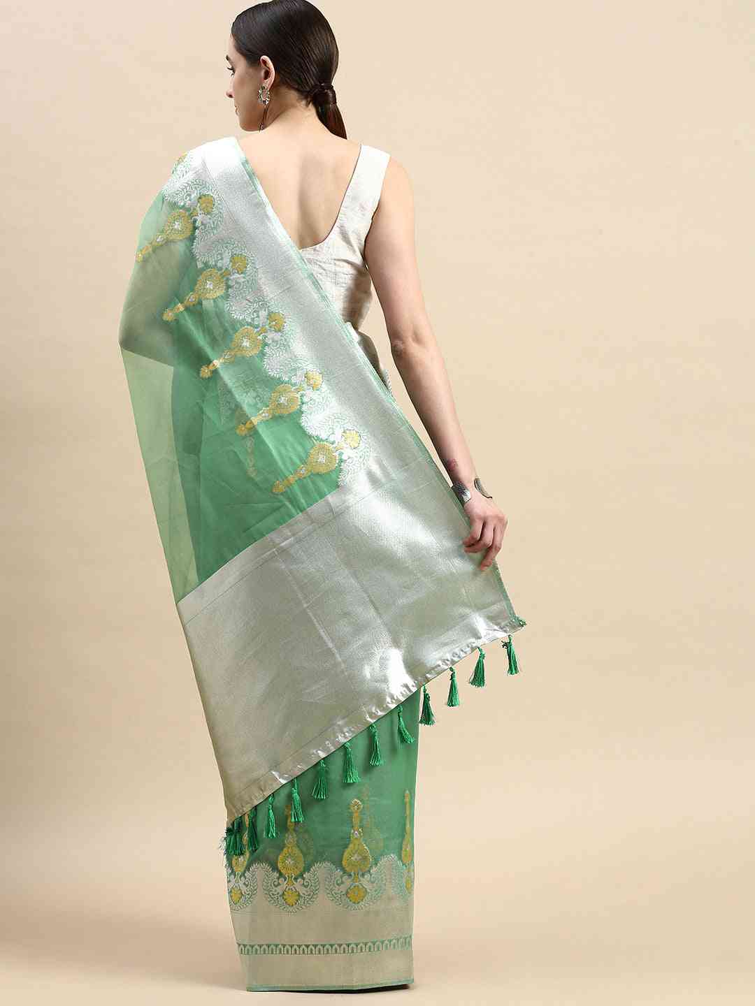  Pure Organza Banarasi Zari Motif Designer Saree 