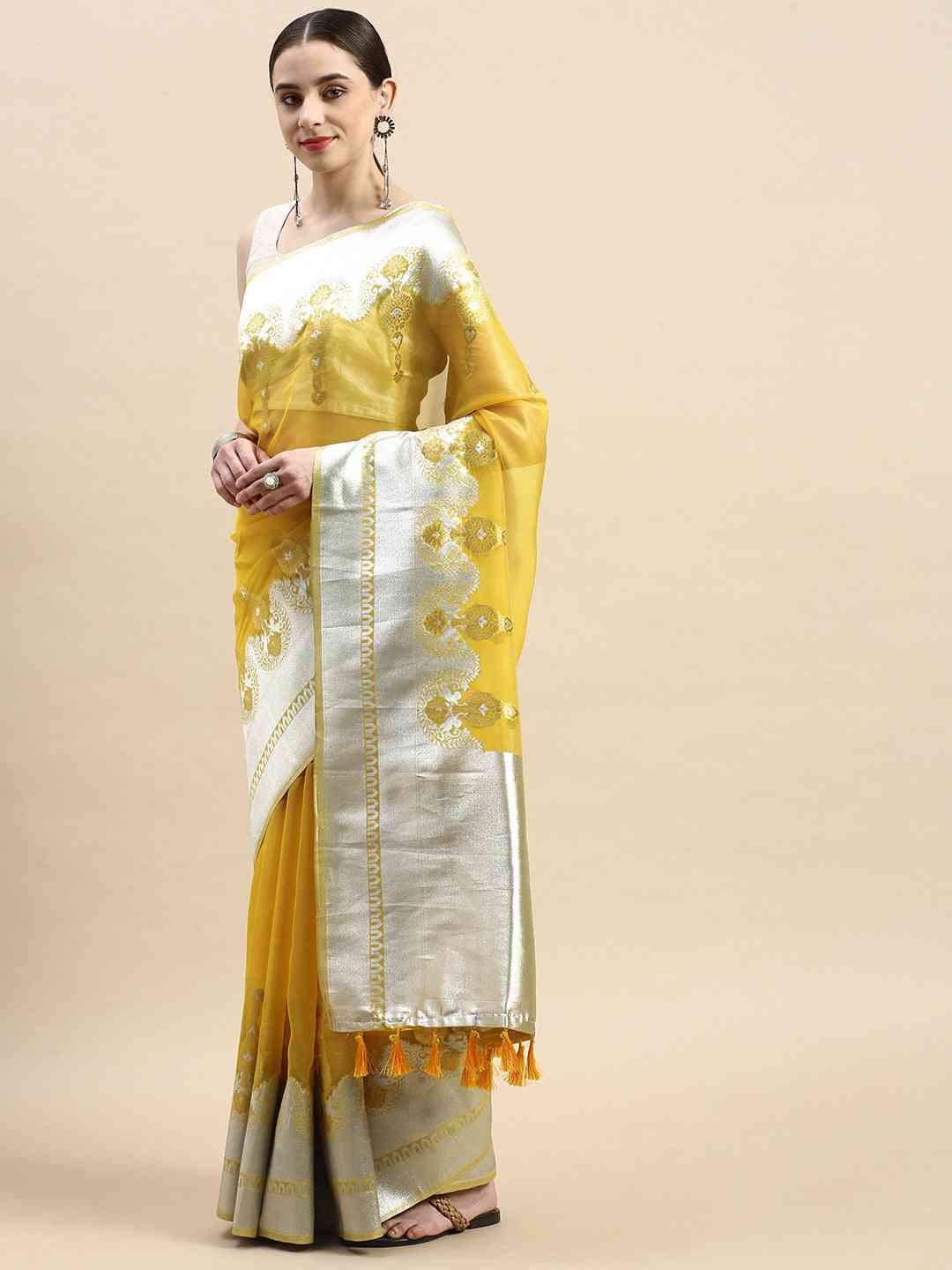  Pure Organza Banarasi Zari Motif Designer Saree 