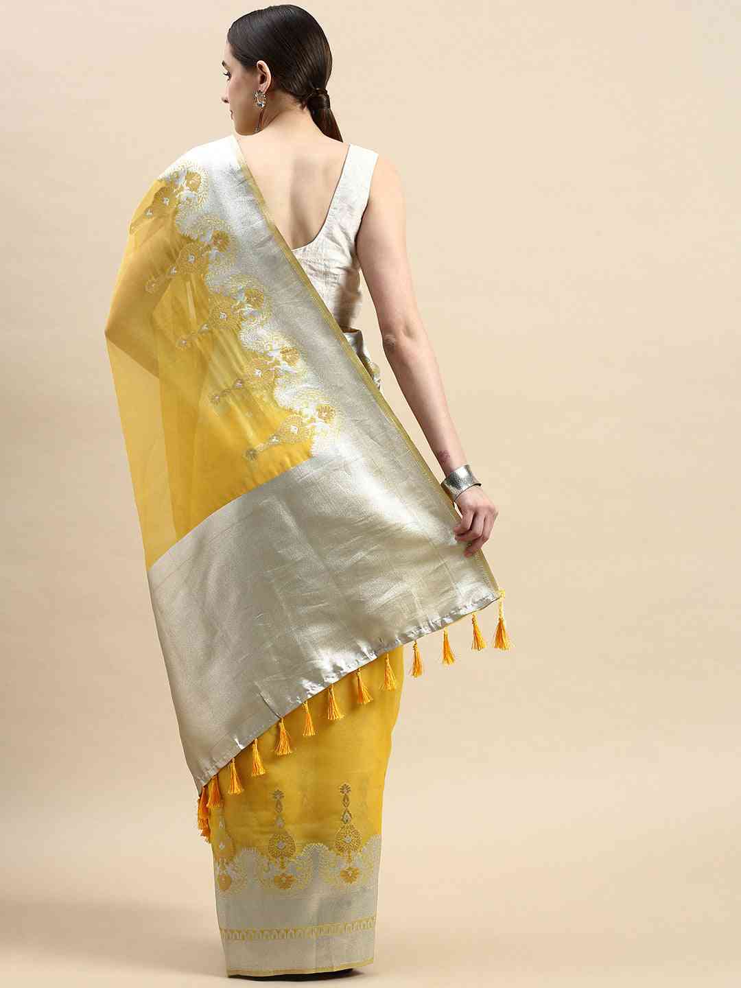  Pure Organza Banarasi Zari Motif Designer Saree 