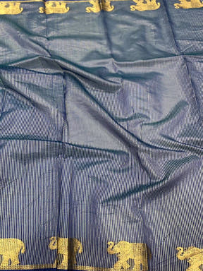 Blue Pure Silk Bandhani Butti Saree