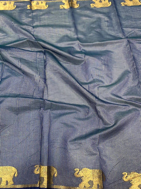Blue Pure Silk Bandhani Butti Saree
