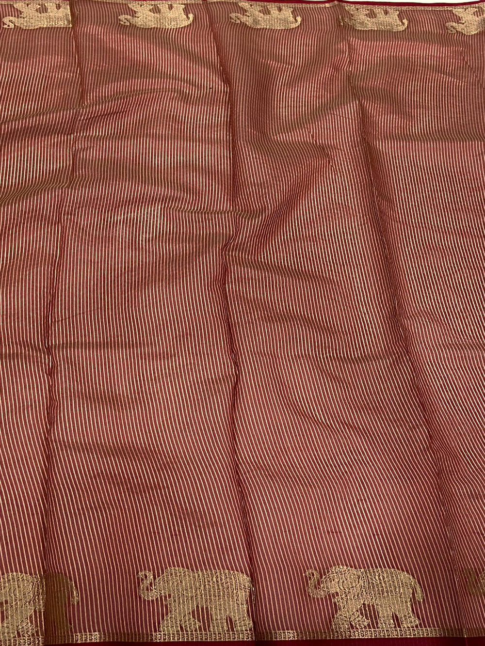 Cream Pure Silk Bandhani Butti Saree