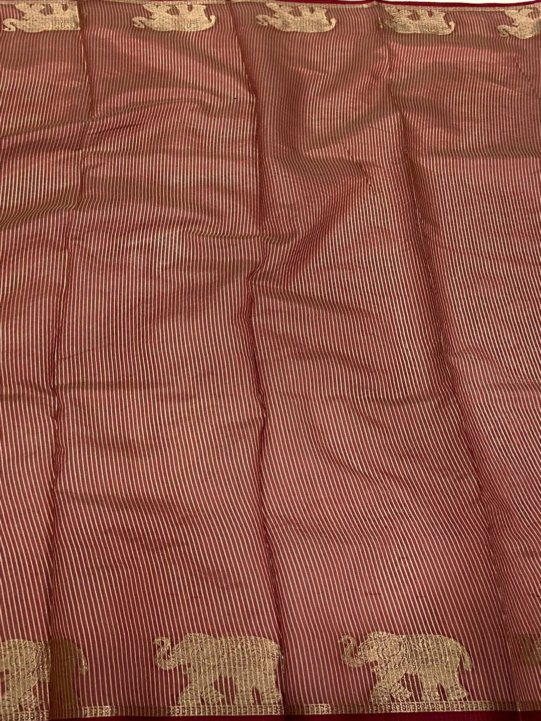 Cream Pure Silk Bandhani Butti Saree

