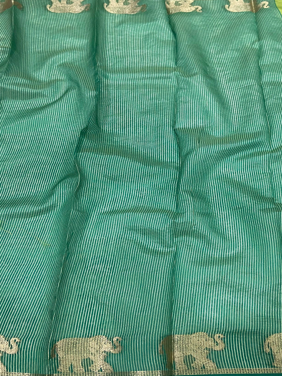 Green Pure Silk Bandhani Butti Saree