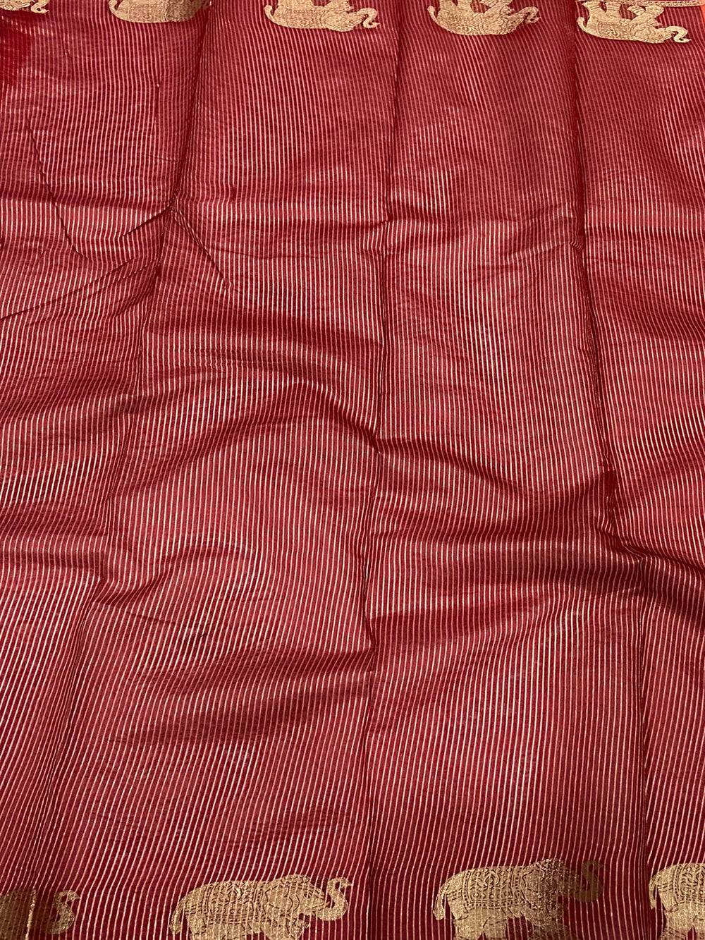 Peach Pure Silk Bandhani Butti Saree