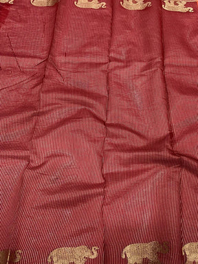 Peach Pure Silk Bandhani Butti Saree