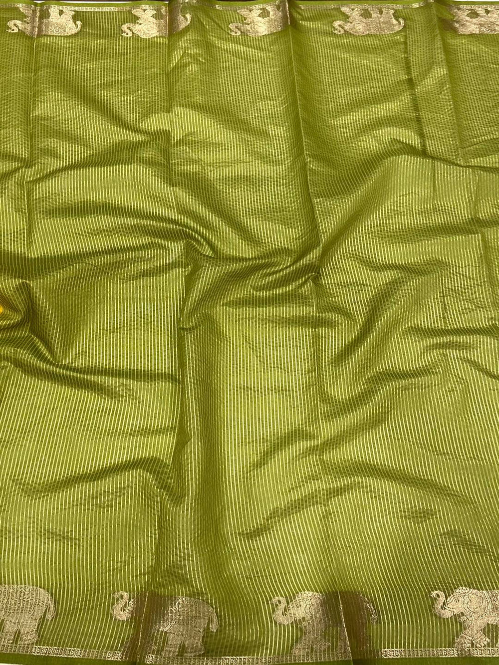 Yellow Pure Silk Bandhani Butti Saree