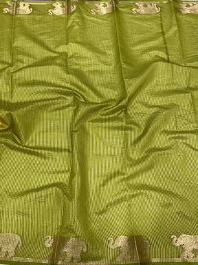 Yellow Pure Silk Bandhani Butti Saree