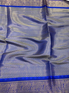 Blue Kovai Rettapet Border Digital Print Saree