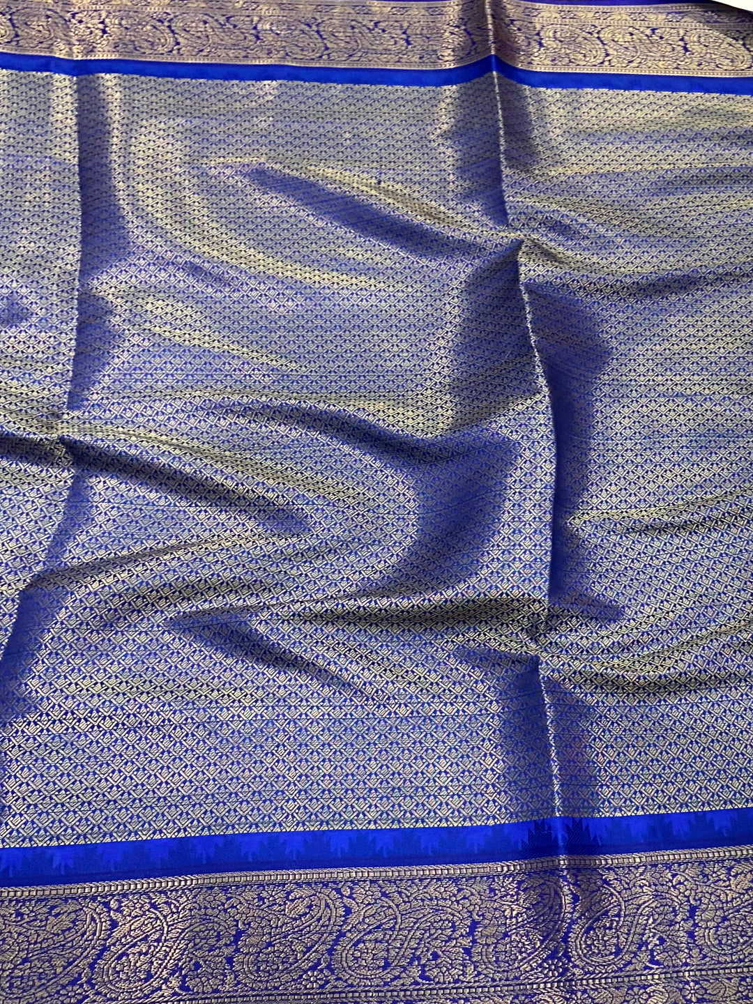 Blue Kovai Rettapet Border Digital Print Saree