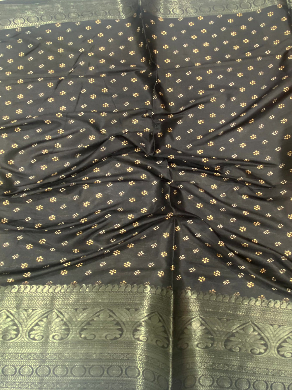 Black Silk Abstract Striped Kalamkari Pallu Saree