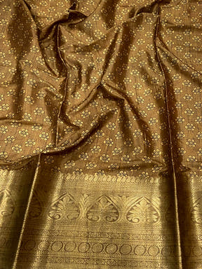 Peach Floral Kalamkari Print Saree