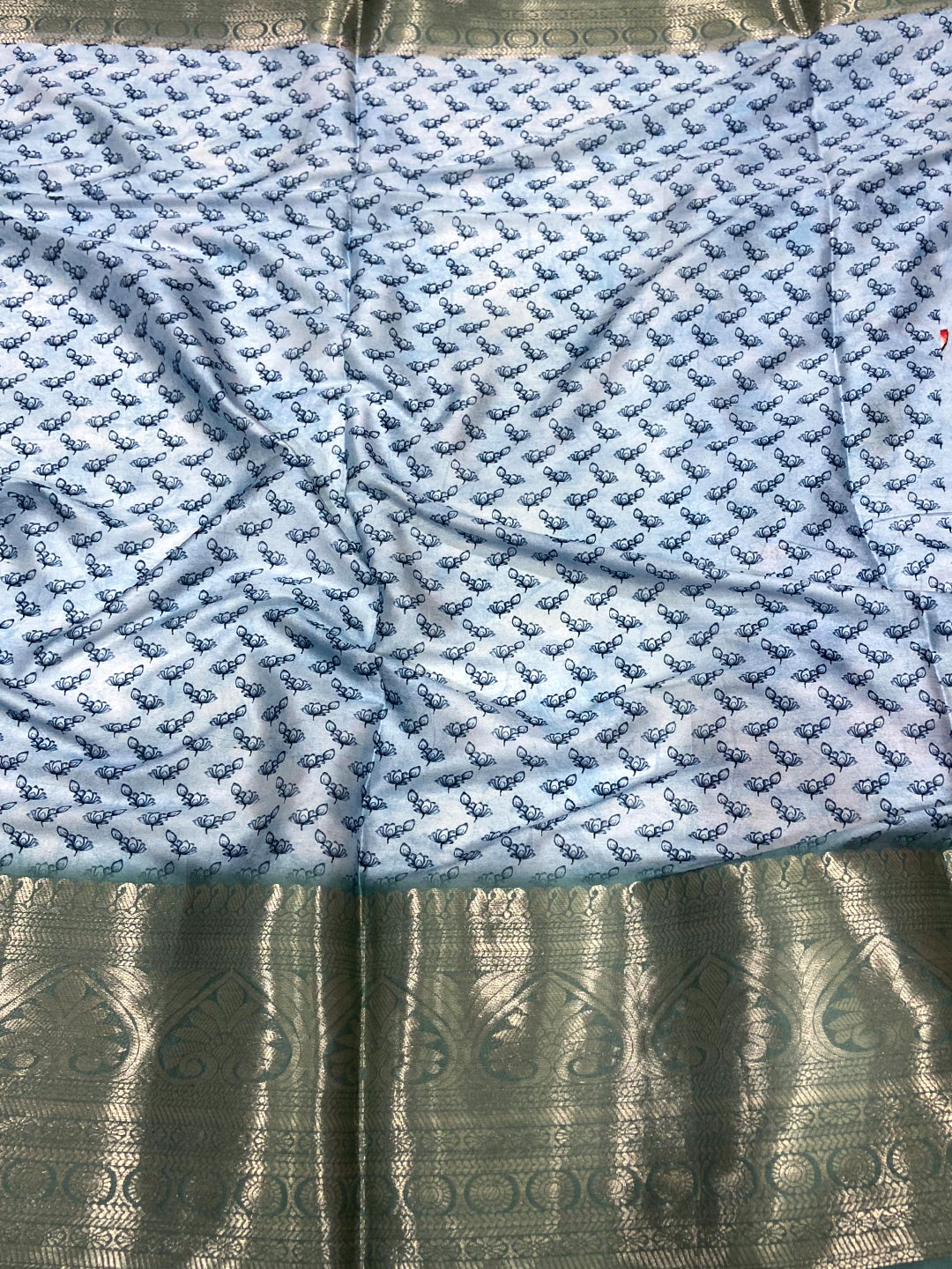Sky Blue Pichwai Print Soft Silk Saree