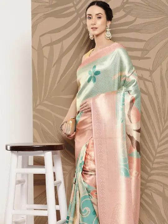 Banarasi Soft Silk Print Party Wear Saree
