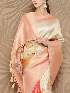 Banarasi soft silk sarees with intricate flower prints