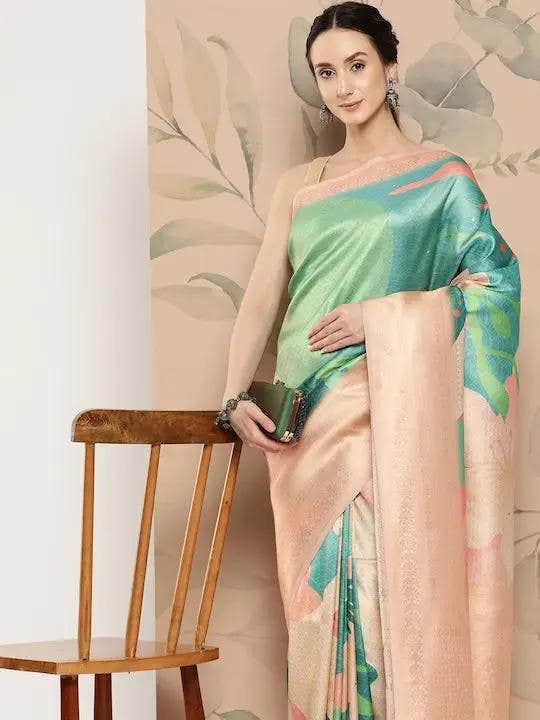 Banarasi Soft Silk Print Party Wear Saree