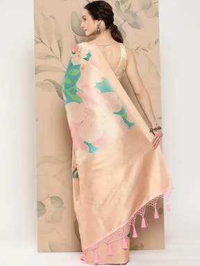Banarasi soft silk sarees with intricate flower prints