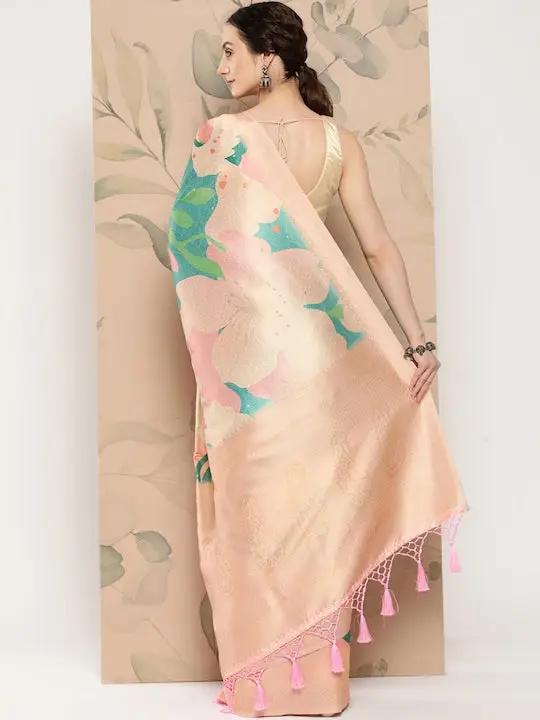 Banarasi soft silk sarees with intricate flower prints