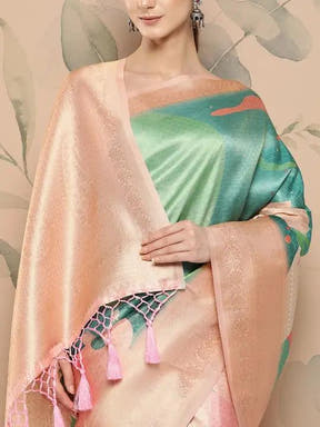 Banarasi soft silk sarees with intricate flower prints