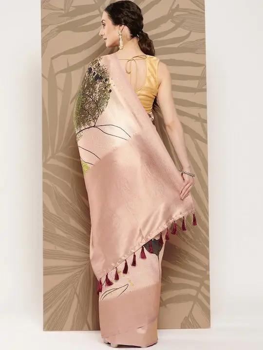 Banarasi soft silk sarees with intricate flower prints