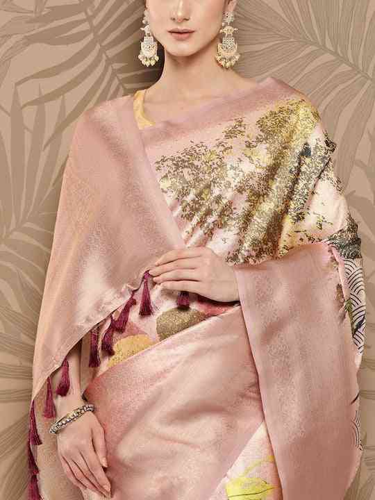 Banarasi soft silk sarees with intricate flower prints