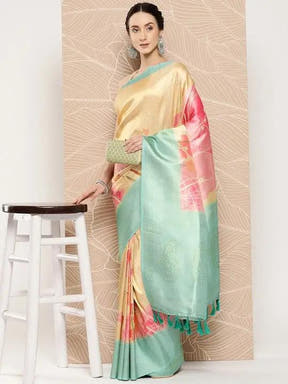 Banarasi soft silk sarees with intricate flower prints