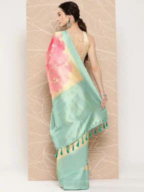 Banarasi soft silk sarees with intricate flower prints