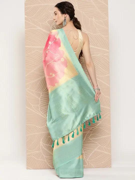 Banarasi soft silk sarees with intricate flower prints