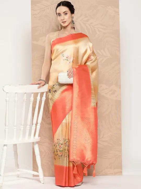 Banarasi Soft Silk Print Party Wear Saree