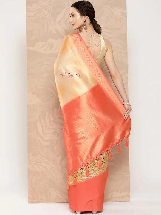 Banarasi soft silk sarees with intricate flower prints