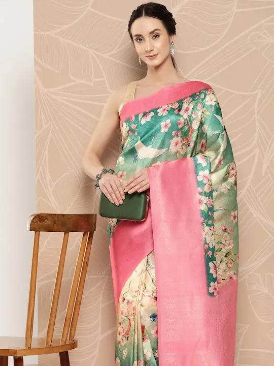 Banarasi Soft Silk Print Party Wear Saree