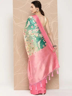 Banarasi soft silk sarees with intricate flower prints