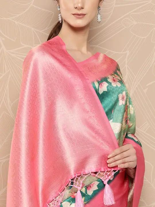 Banarasi soft silk sarees with intricate flower prints