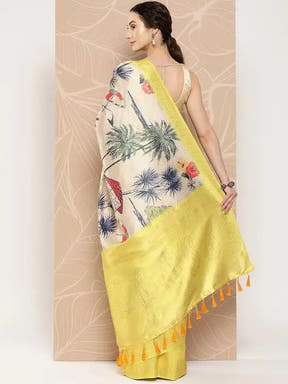 Banarasi soft silk sarees with intricate flower prints