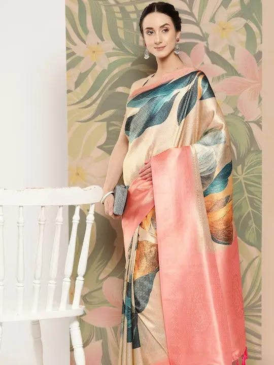 Banarasi Soft Silk Print Party Wear Saree