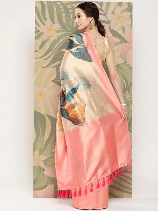 Banarasi soft silk sarees with intricate flower prints