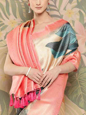 Banarasi soft silk sarees with intricate flower prints