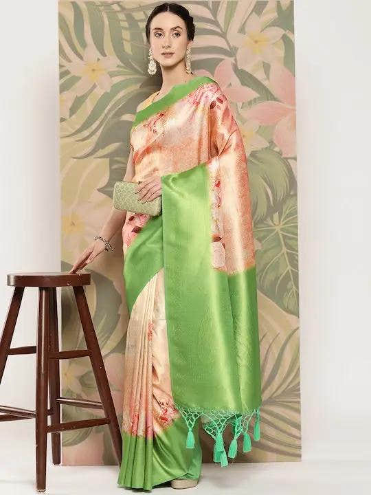 Banarasi Soft Silk Print Party Wear Saree