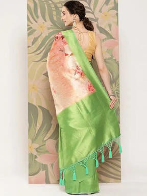 Banarasi soft silk sarees with intricate flower prints