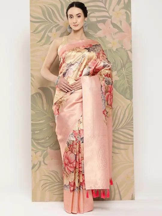 Banarasi Soft Silk Print Party Wear Saree